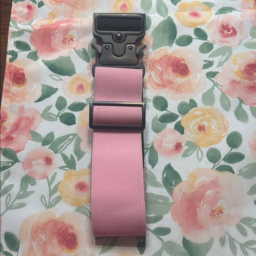 Pink & Black Stretchy Adjustable Quick Release Luggage Strap Metal Buckle